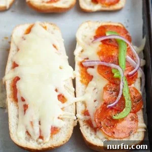 Pizza sandwich on baking pan.