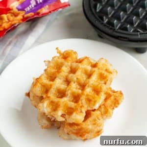 Tater tot waffles on a plate.