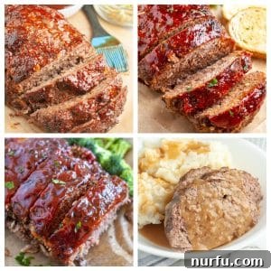 Ultimate Meatloaf Recipe Collection 3 Four different meatloafs sliced on a board.