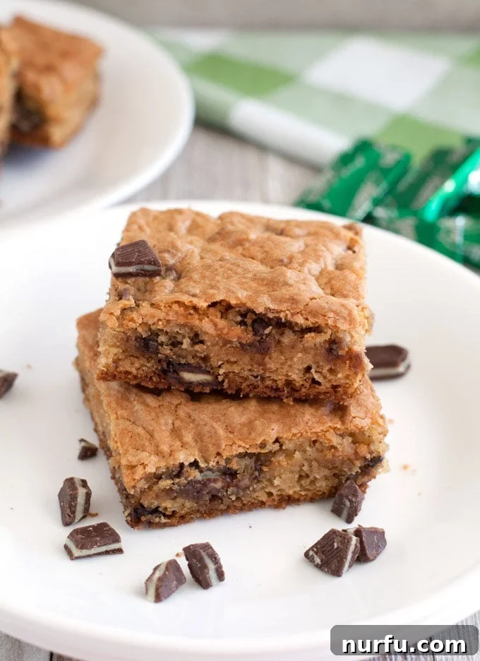 Soft Batch Andes Mint Cookie Bars Soft Batch Andes Mint Cookie Bars on a cooling rack
