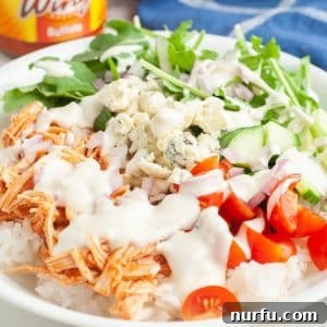 Shredded buffalo chicken, lettuce, tomatoes, with ranch.