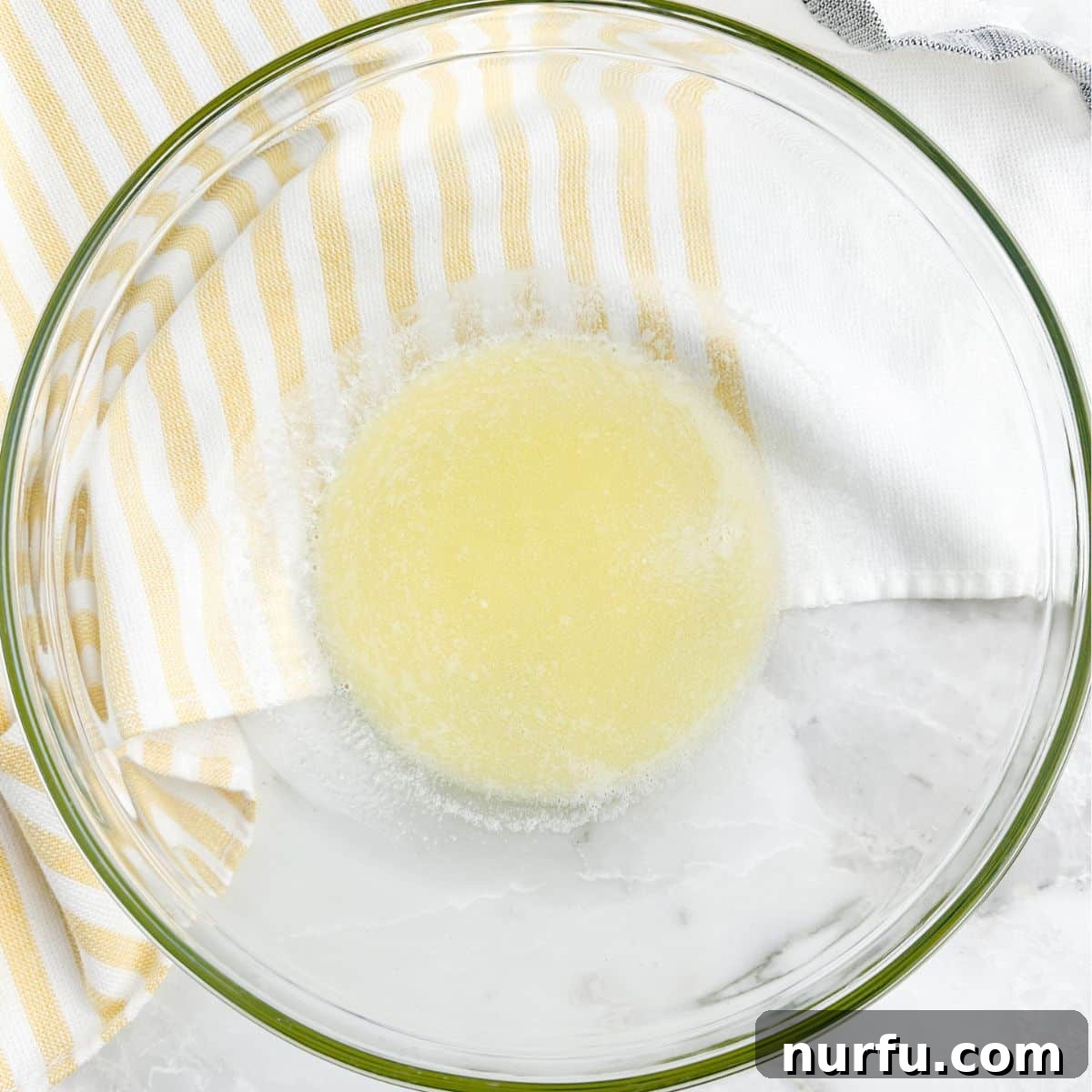 Bowl of melted butter.