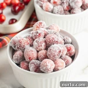 Bowl of sugared cranberries.