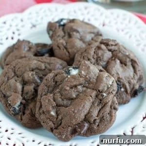 Chocolate cookies on a plate.