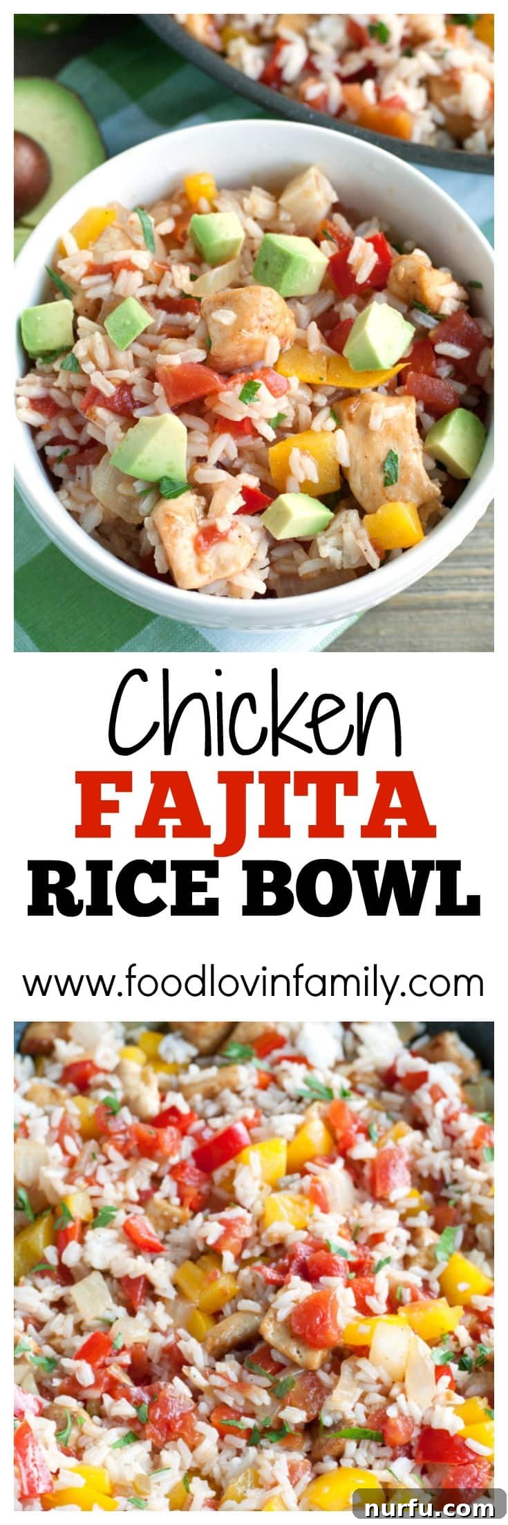 Zesty Fajita Chicken Rice Bowl 8 Pin this Chicken Fajita Rice Bowl recipe for later: a bold and flavorful meal with fajita seasoned chicken, peppers, onions, RO*TEL, and cilantro lime rice.