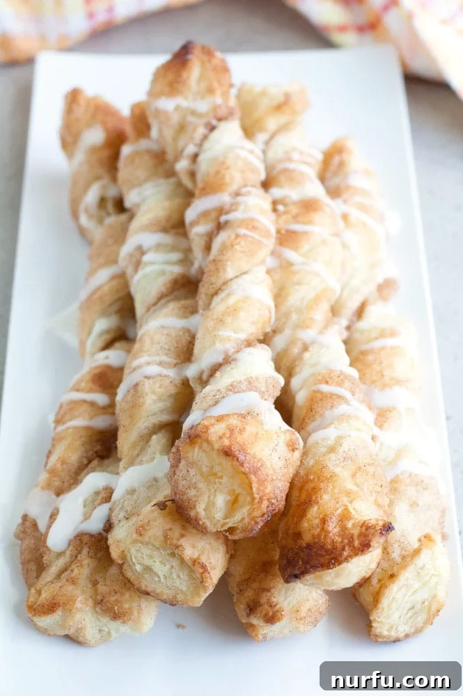 A plate filled with easy-to-make cinnamon twists, ready for a quick snack or breakfast.