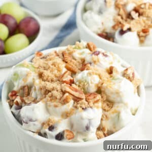 Homestyle Chicken Salad Chick Grape Salad 6 Bowl of grape salad topped with brown sugar and pecans.