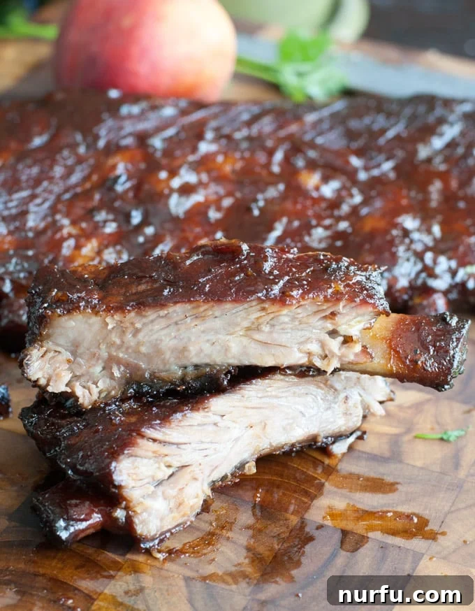 Pieces of glazed ribs.