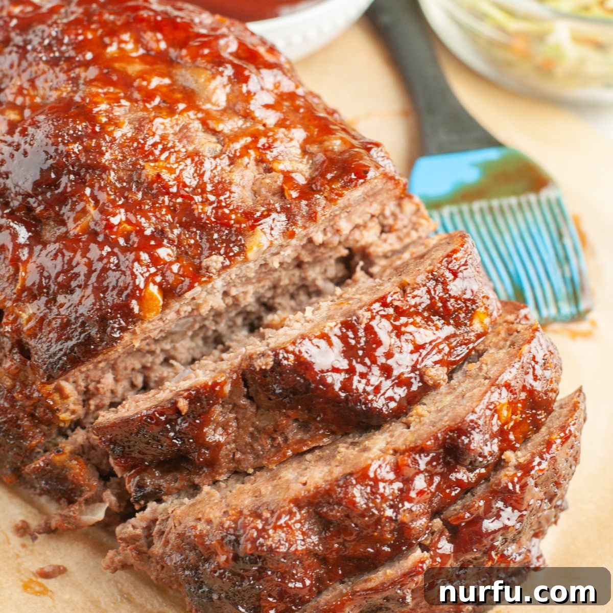 31 Perfect Side Dishes for Potato Salad 3 Sliced meatloaf and brush with bbq sauce.