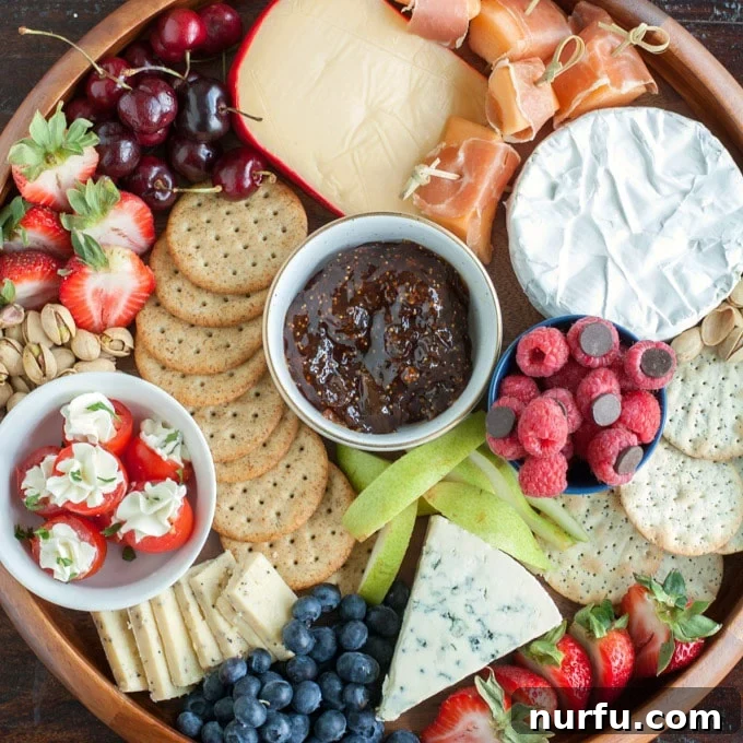 Perfect Sides for Chicken Salad 9 Plate with crackers, fruit and cheese.