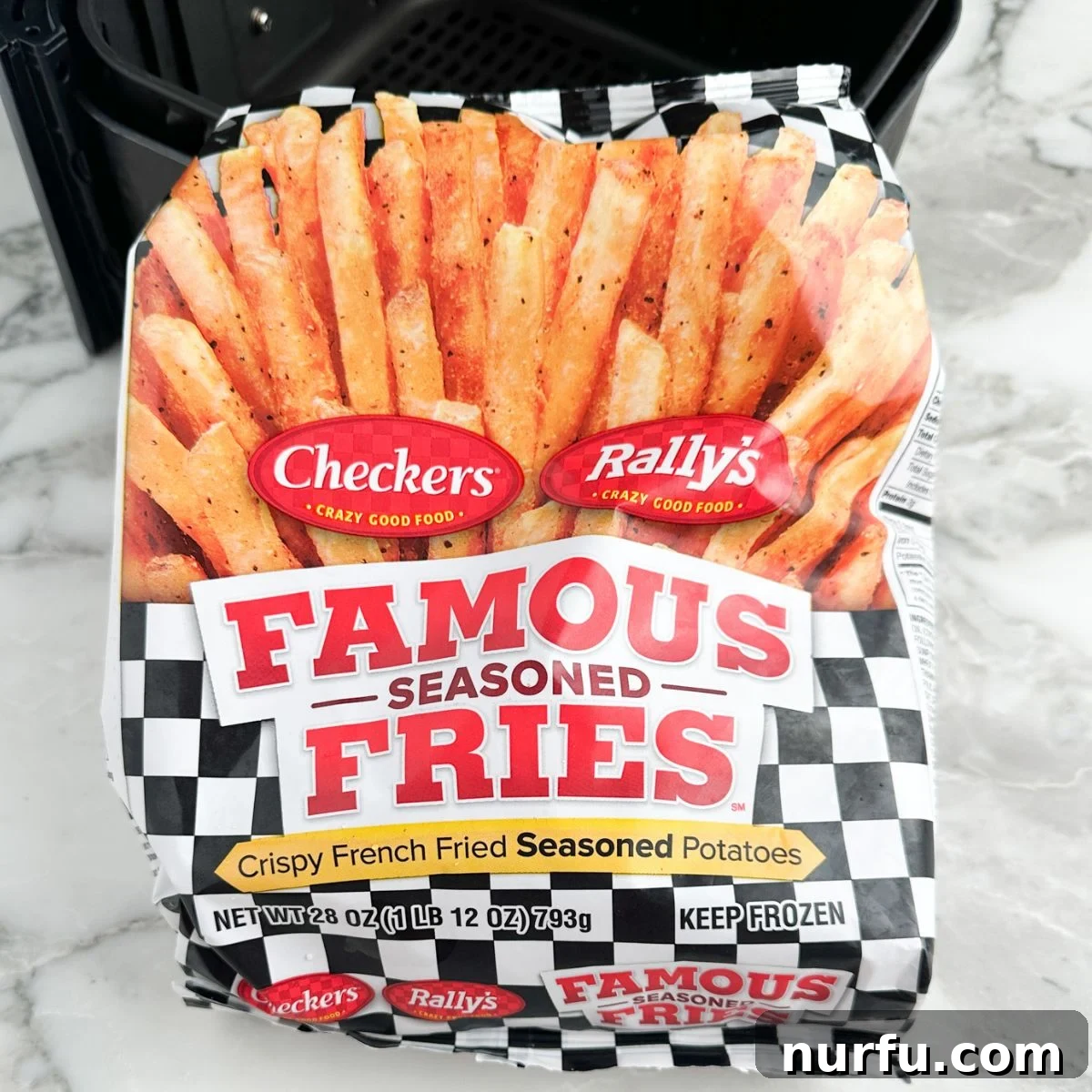 Crispy Checkers Fries in the Air Fryer 3 Bag of Checkers frozen fries.