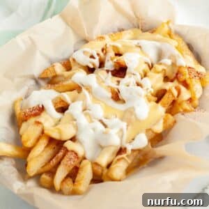 Homemade Wingstop Louisiana Voodoo Fries Magic 9 Basket of voodoo fries with cheese sauce and ranch.