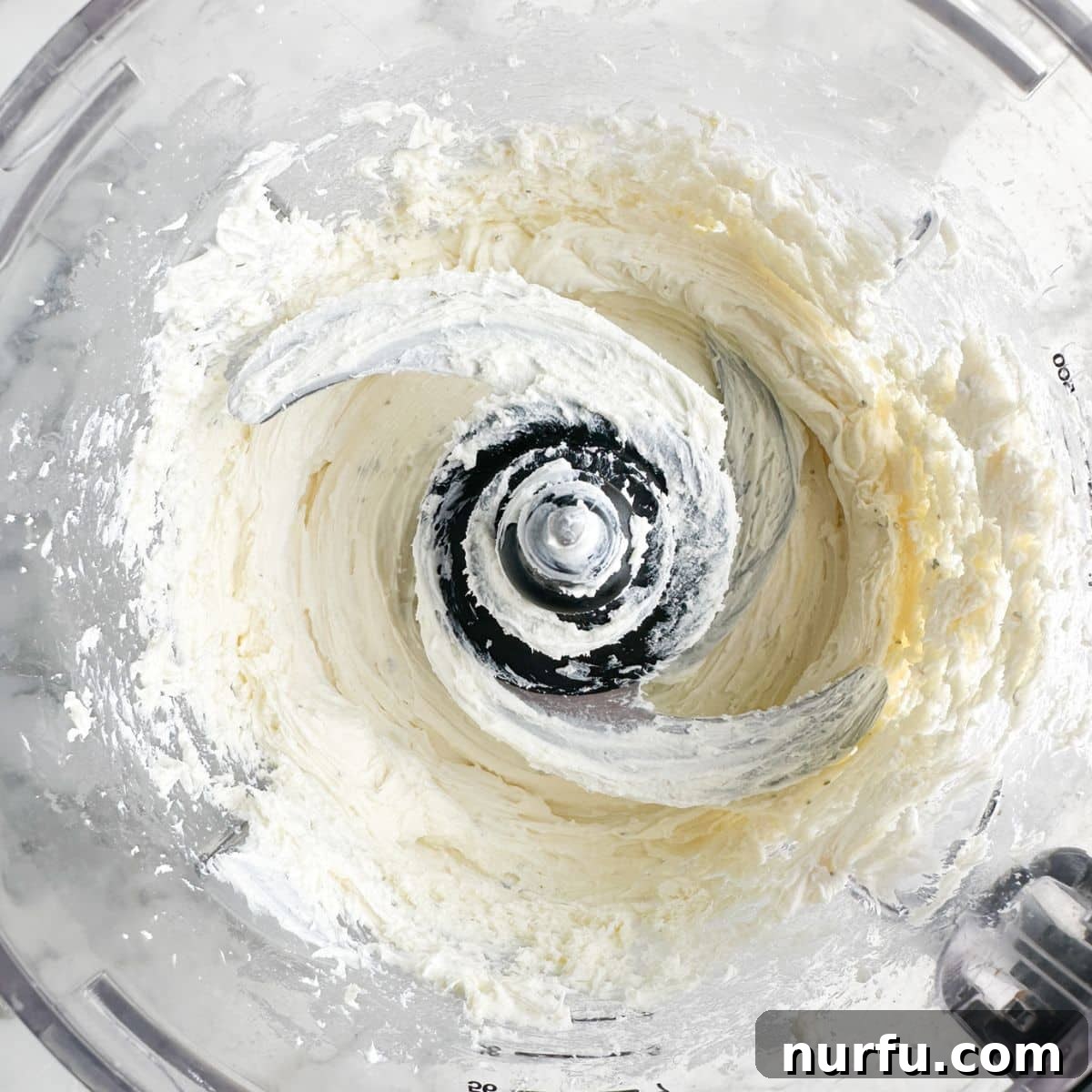 Fig & Bacon Boursin Bliss 5 The whipped and creamy cheese mixture, a blend of Boursin and cream cheese, smooth and airy in the food processor.
