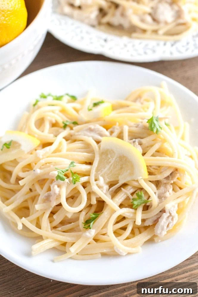 Slow Cooker Creamy Lemon Chicken Spaghetti slow cooker chicken breasts