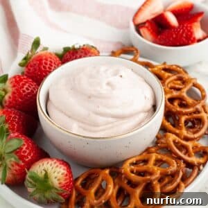 Bowl of strawberry cream cheese dip.