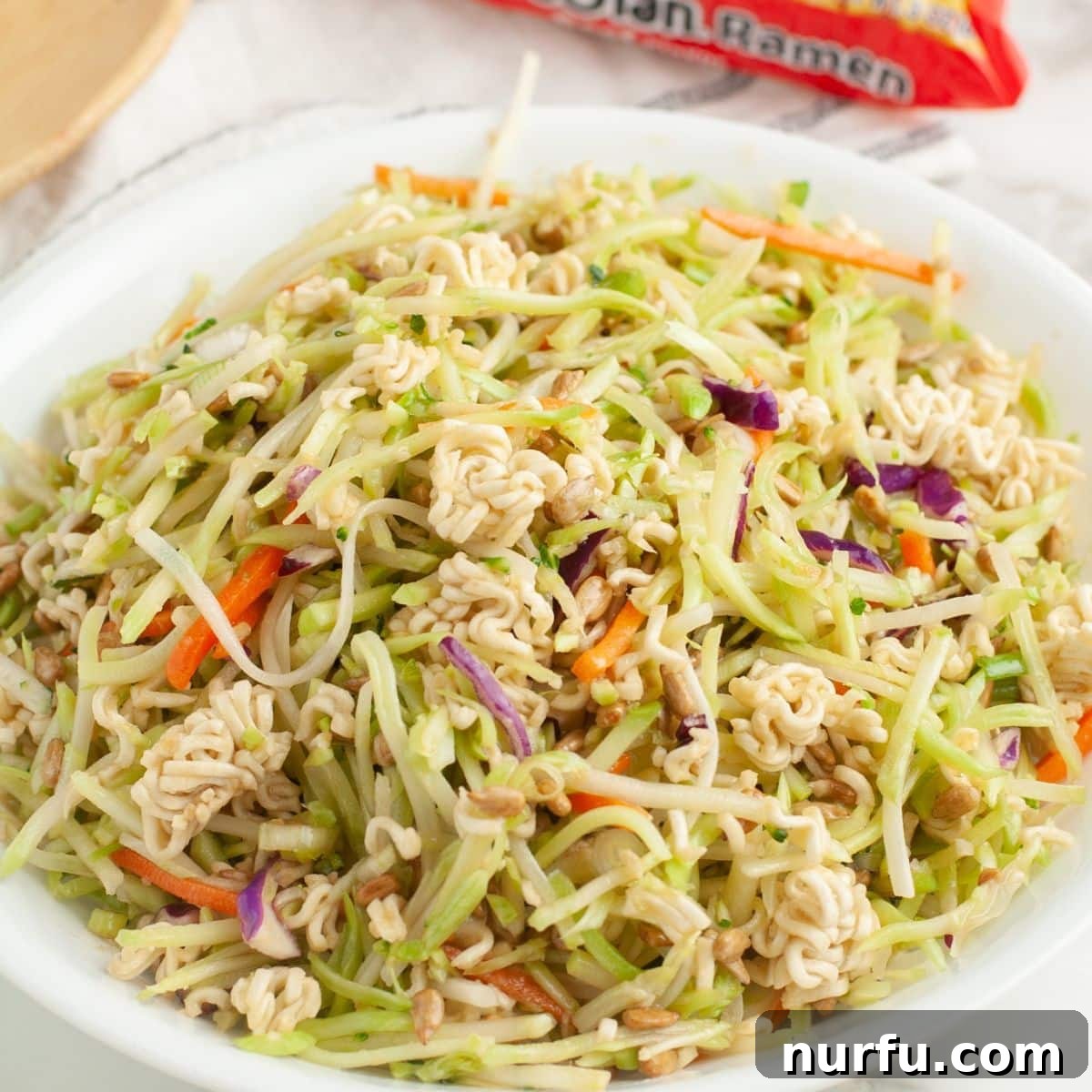 Crunchy Ramen Broccoli Salad 2 Bowl of broccoli slaw.