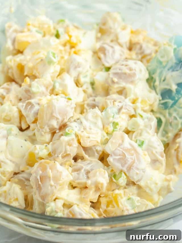 Savoring Freedom: 37 Delicious Memorial Day Recipes 20 A bowl of creamy, classic potato salad, perfectly seasoned and garnished for a summer gathering.