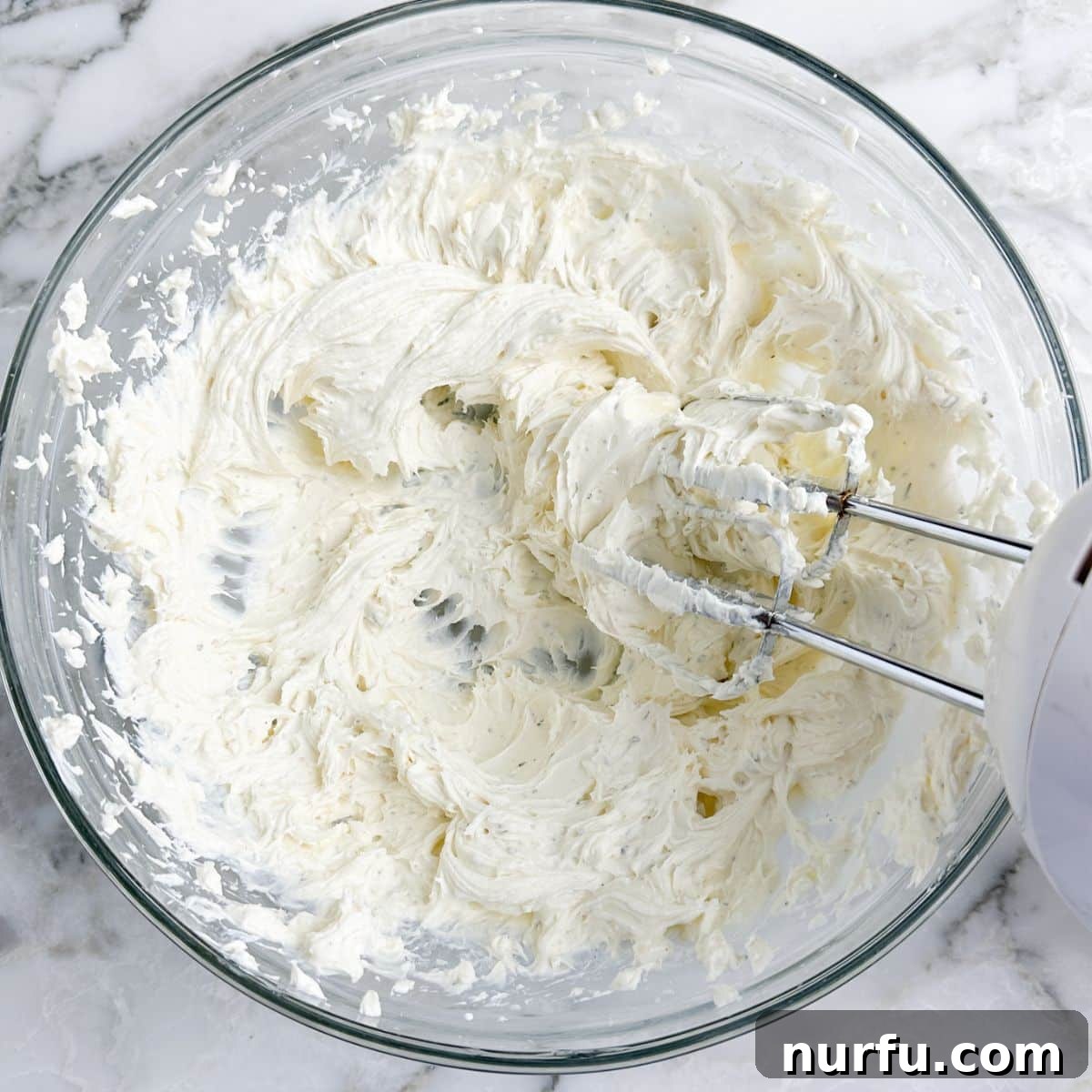 Garden Fresh Pizza Dip 4 Bowl of beaten cream cheese.