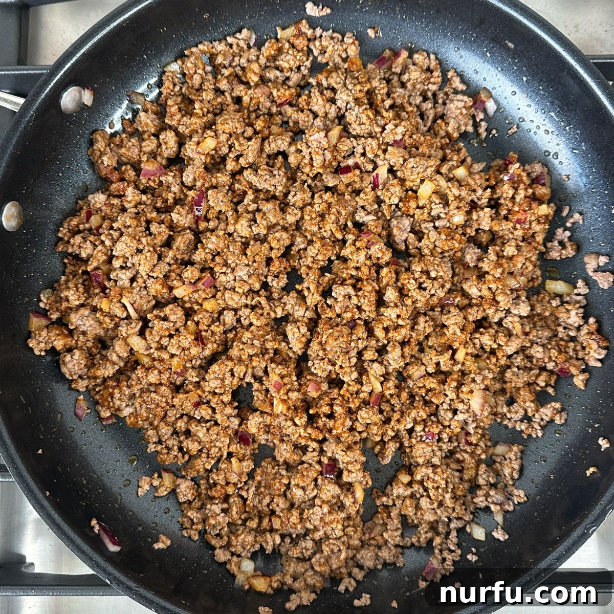 Catalina Kicked Taco Salad 5 Skillet with cooked, seasoned ground beef.