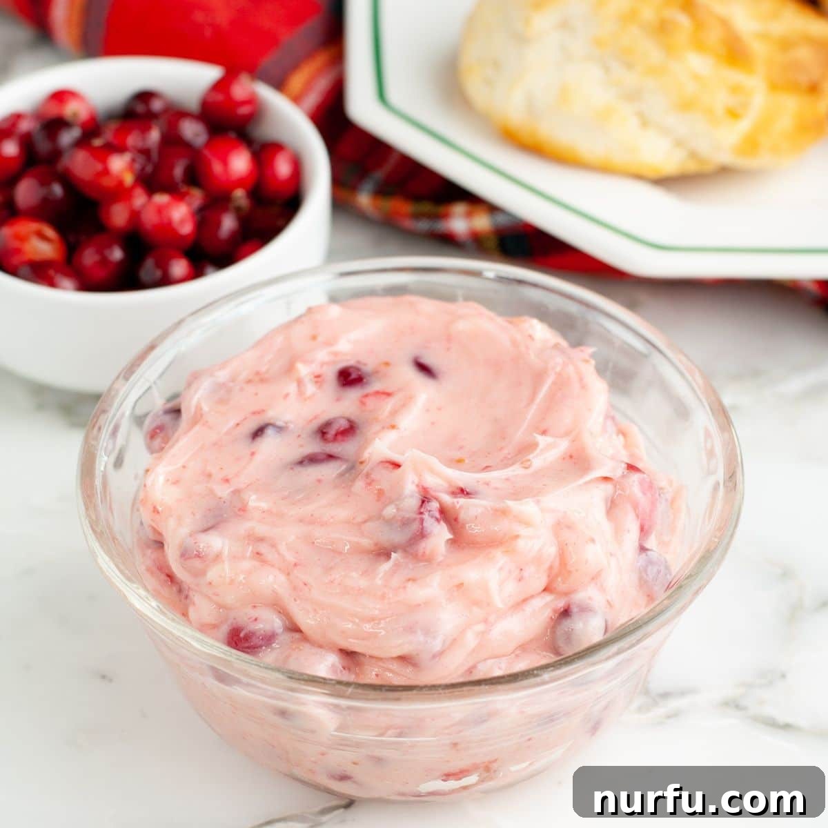 Zesty Cranberry Compound 2 A beautifully presented bowl of homemade cranberry butter, rich in color and creamy texture, perfect for holiday gatherings.