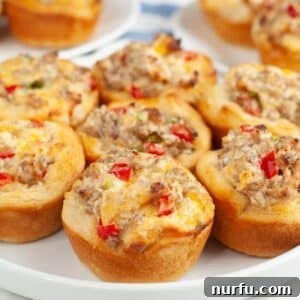 Sausage Cream Cheese Poppers 9 A plate of cream cheese sausage bites.