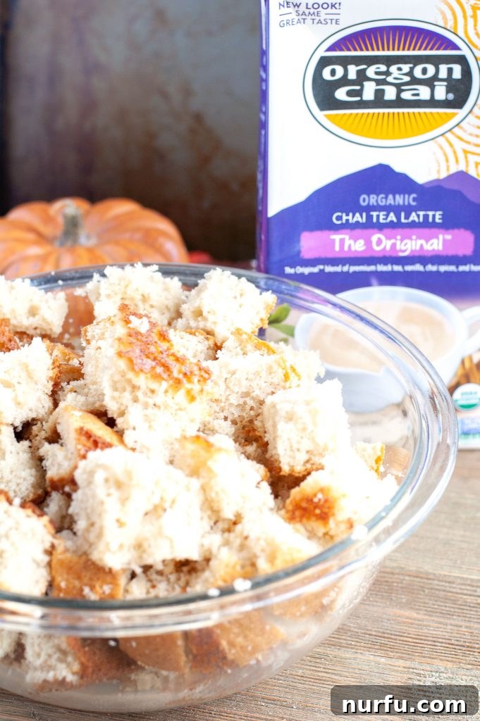 Cake Cubes for Trifle Golden cake cubes, ready to be layered into the Pumpkin Chai Trifle.