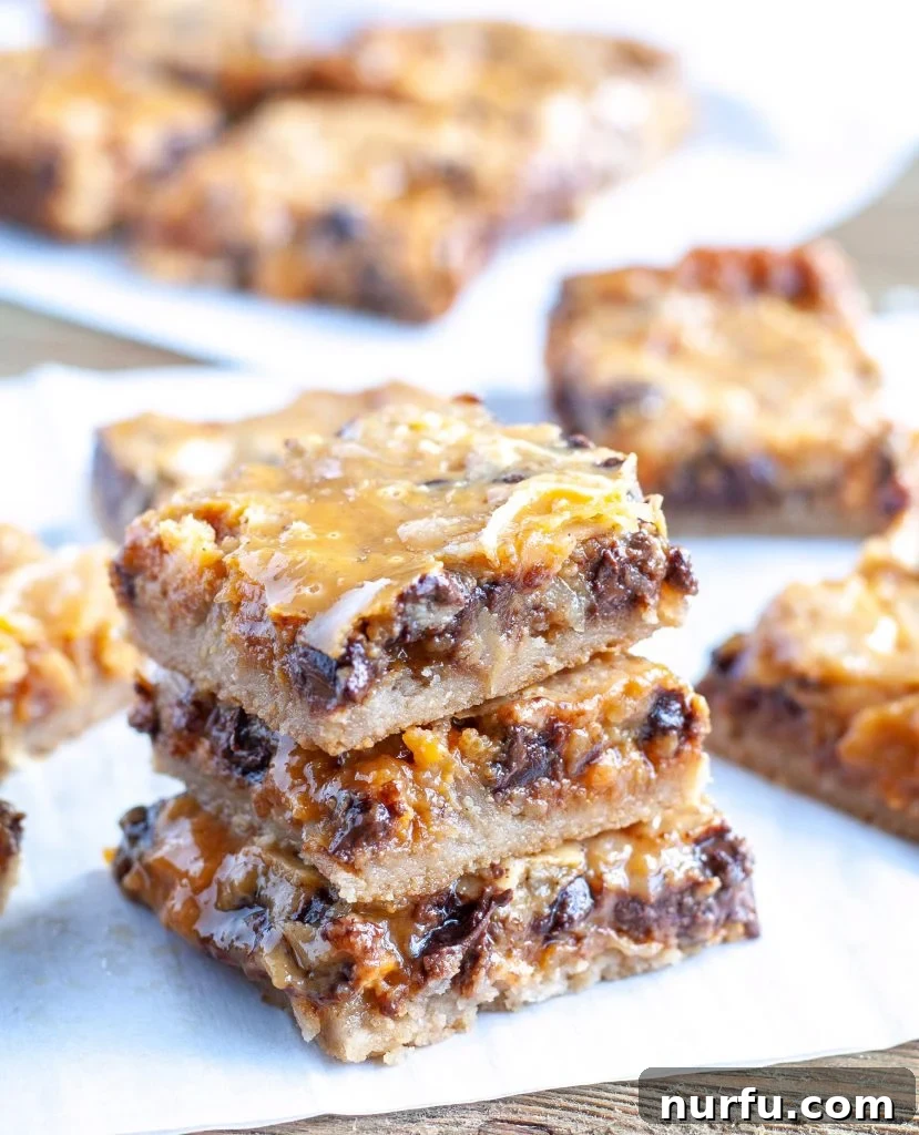Pumpkin magic bars stacked