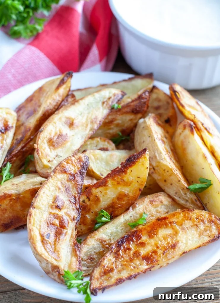 Ranch potato wedges Ranch potato wedges on a plate