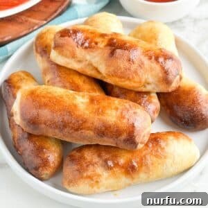 Plate of pizza rolls.