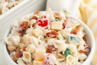 Creamy Ranch Pasta Salad Recipe with Bacon and Veggies