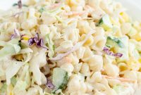 Tangy Coleslaw Pasta Salad with Creamy Dressing and Bacon