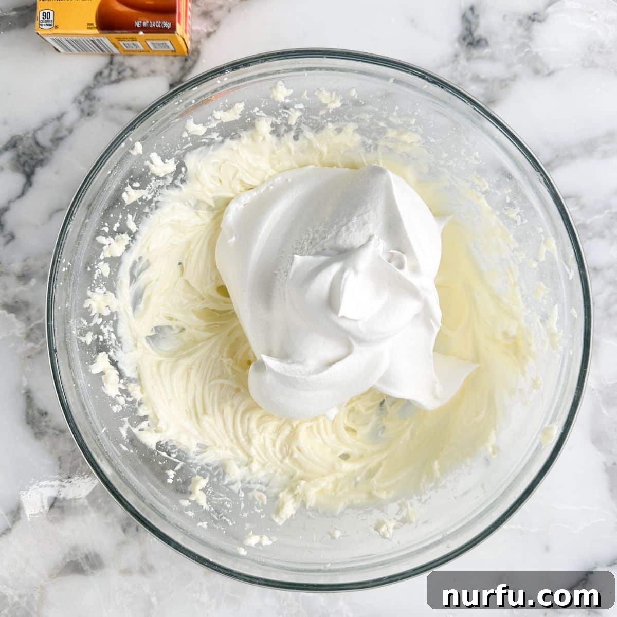 Butterscotch Dessert Recipes for Irresistible Treats 5 Bowl with cream cheese and Cool Whip.