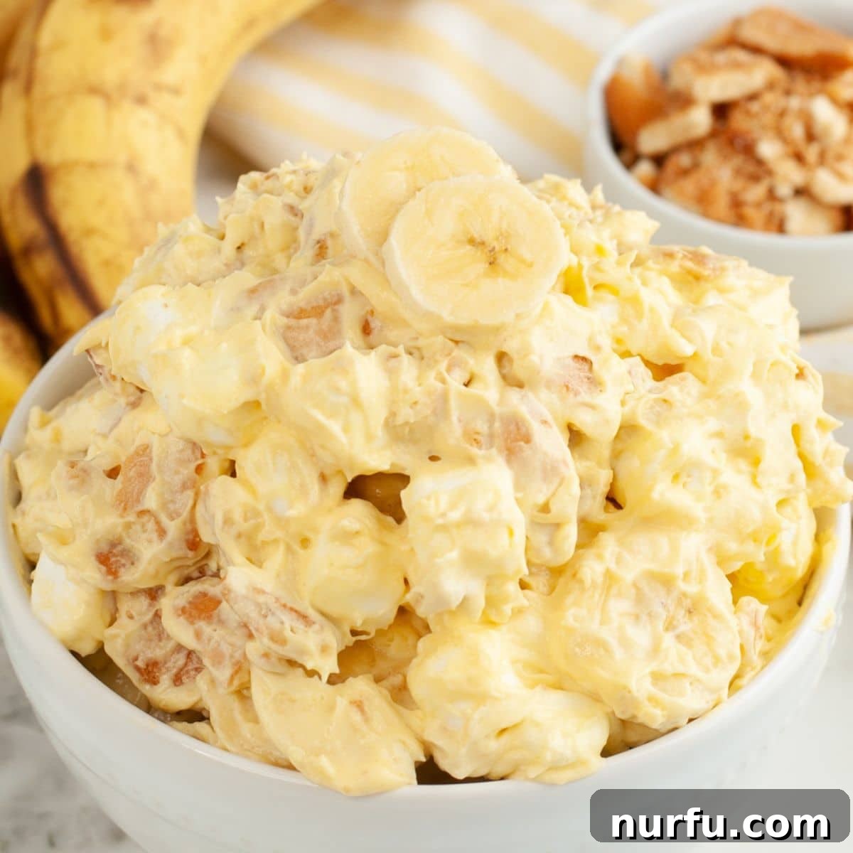 Bowl of banana pudding fluff.
