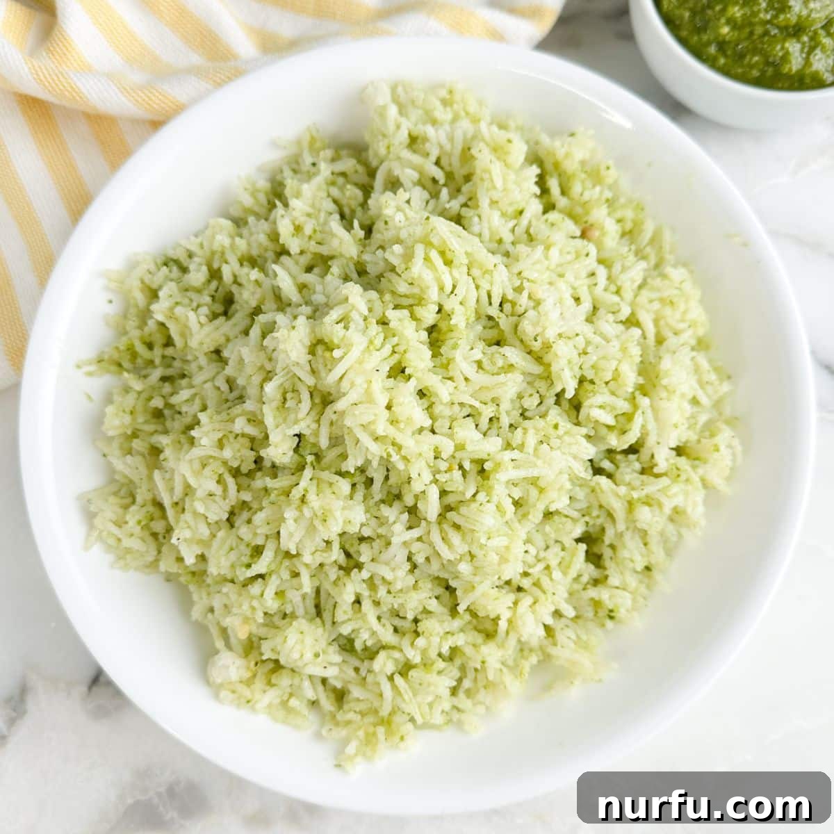 Bowl or pesto rice. 