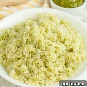 Bowl of pesto rice.