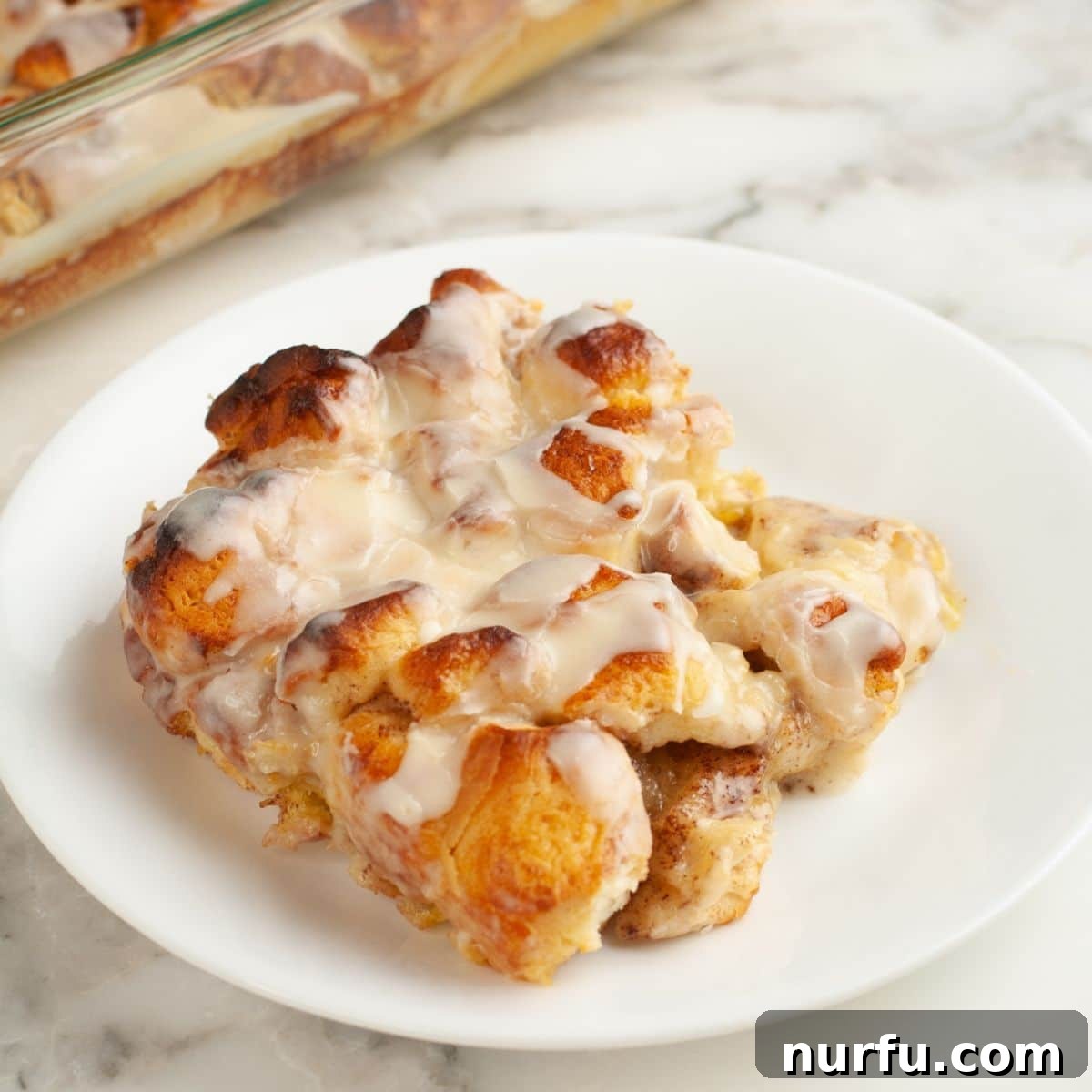 Piece of orange roll casserole. 